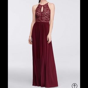 Morgan & Co keyhole lace maroon dress
